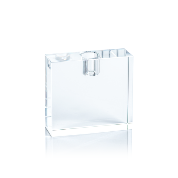 Rectangular Crystal Glass Taper Holder - Set of 2